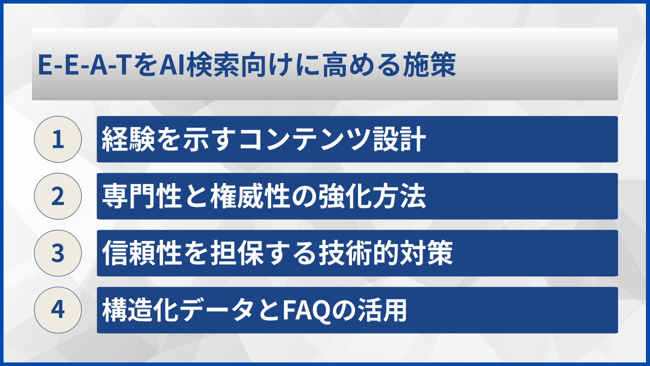 E-E-A-TをAI検索向けに高める施策