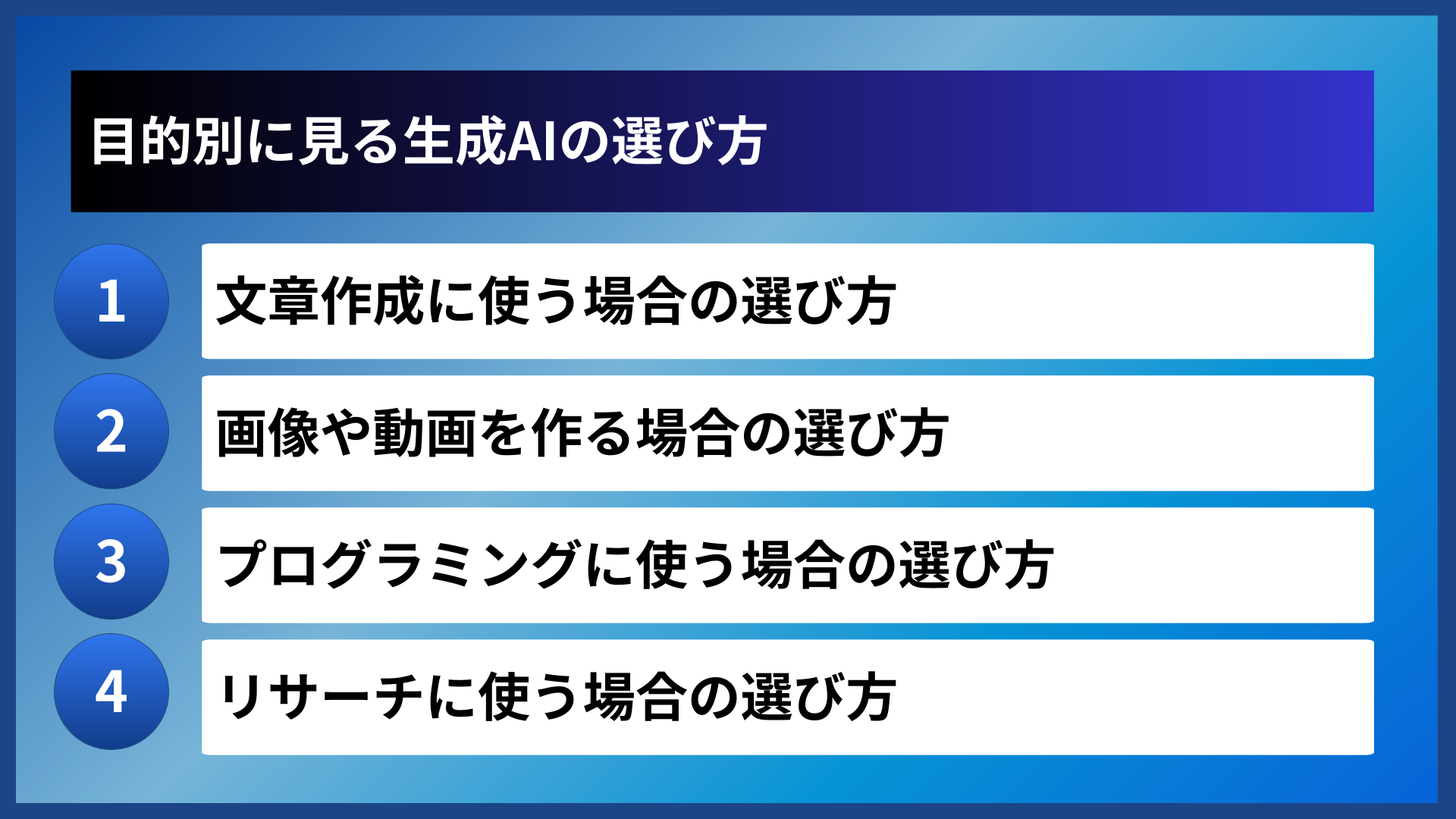 目的別に見る生成AIの選び方