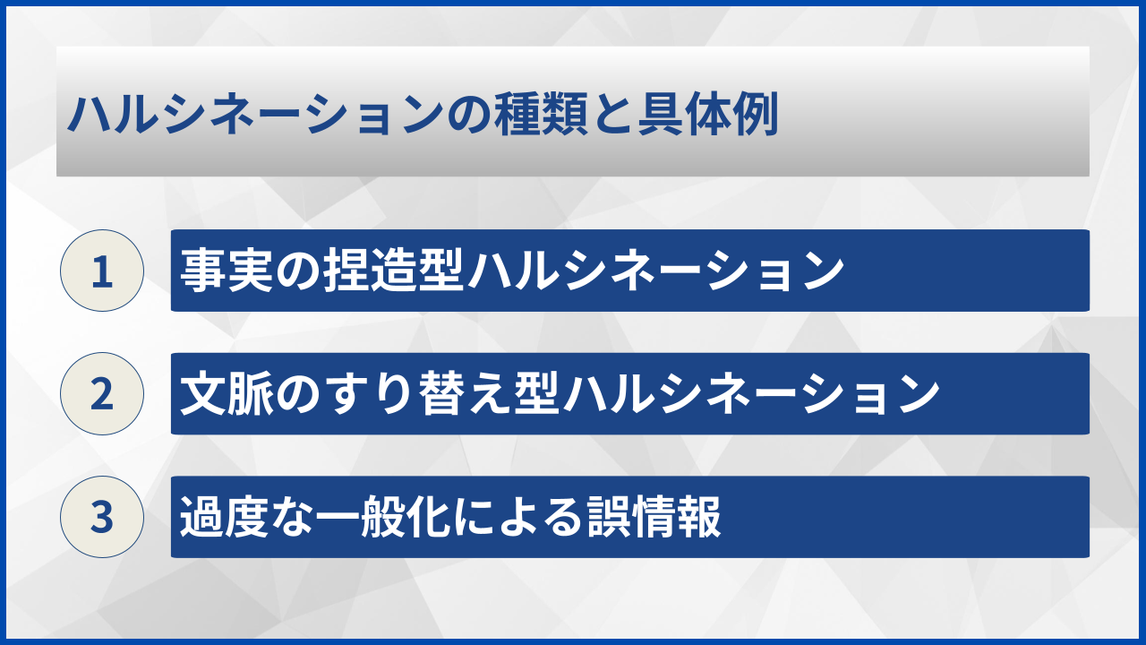 ハルシネーションの種類と具体例