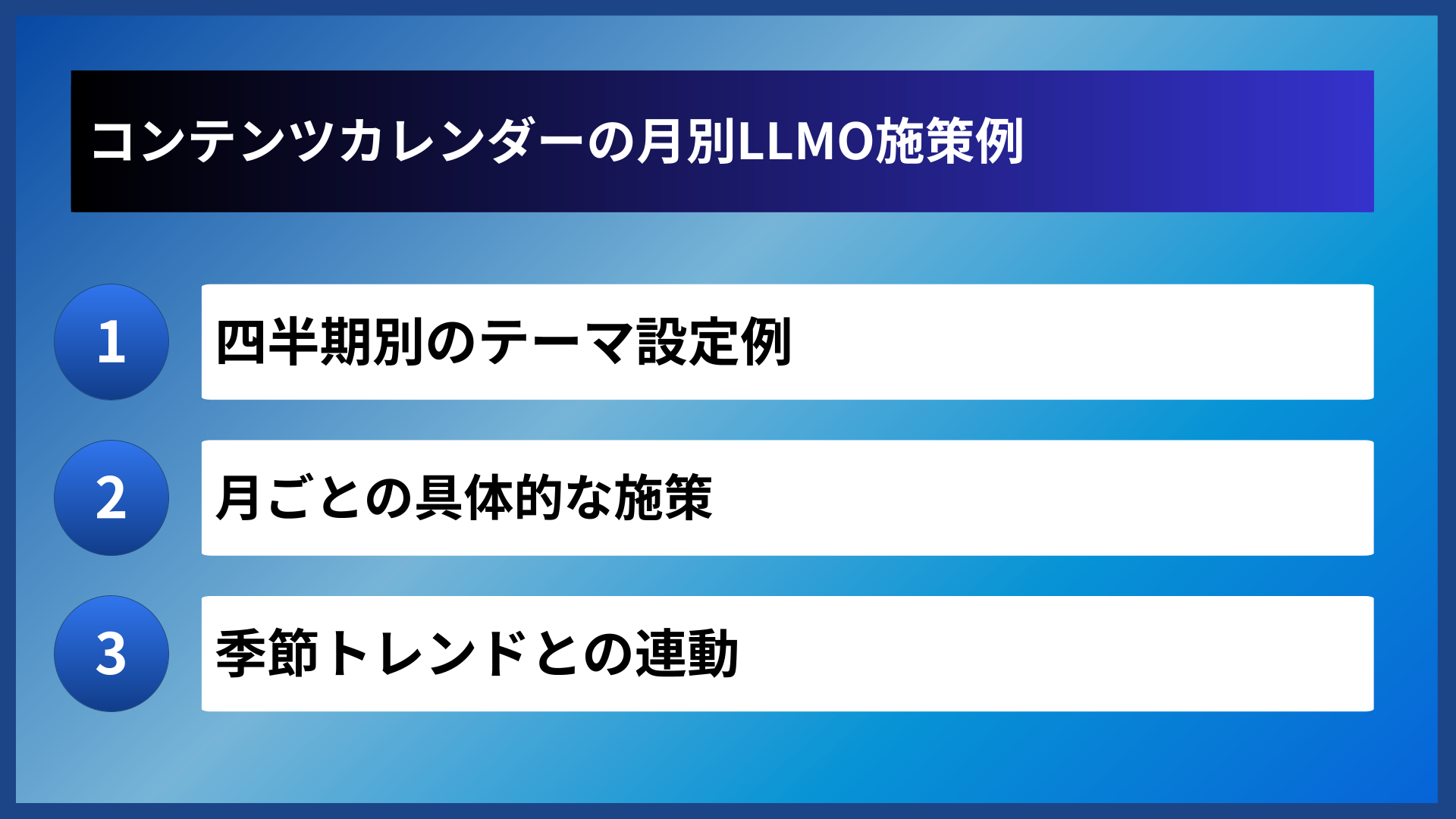 コンテンツカレンダーの月別LLMO施策例
