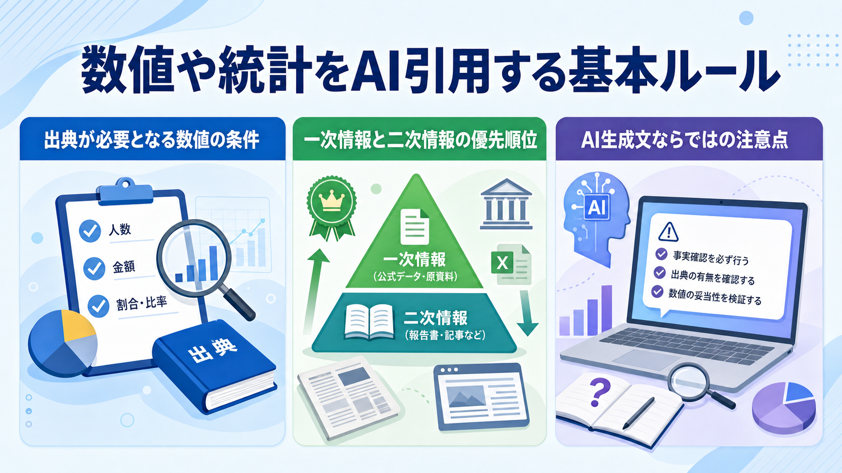 数値や統計をAI引用する基本ルール
