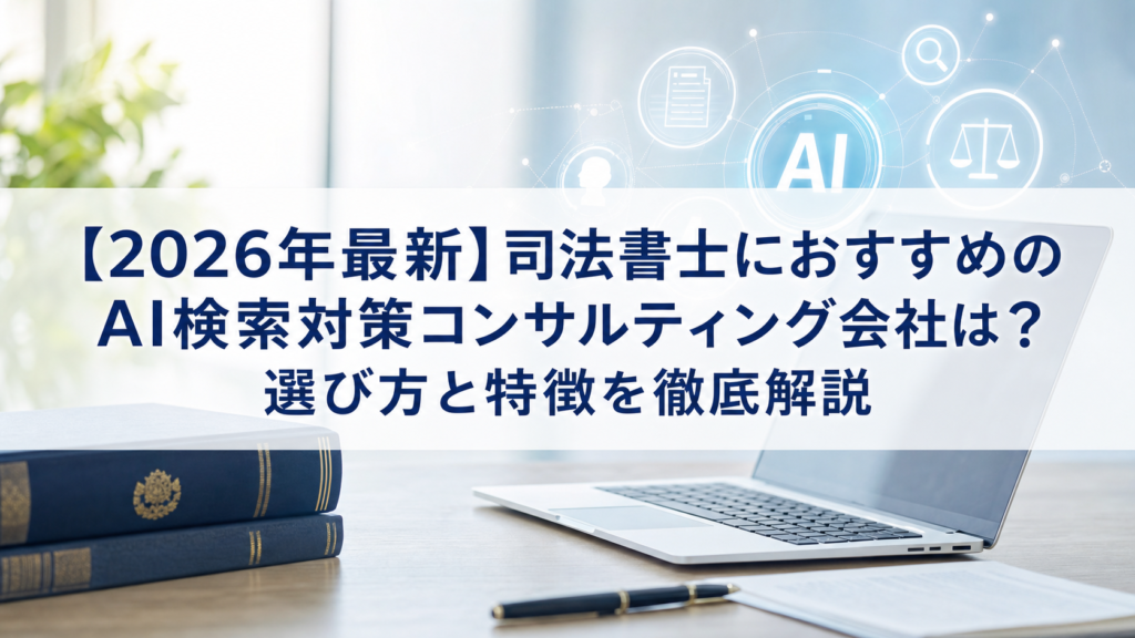 【2026年最新】司法書士におすすめのAI検索対策(LLMO/GEO/AEO/AIO)コンサルティング会社は？選び方と特徴を徹底解説