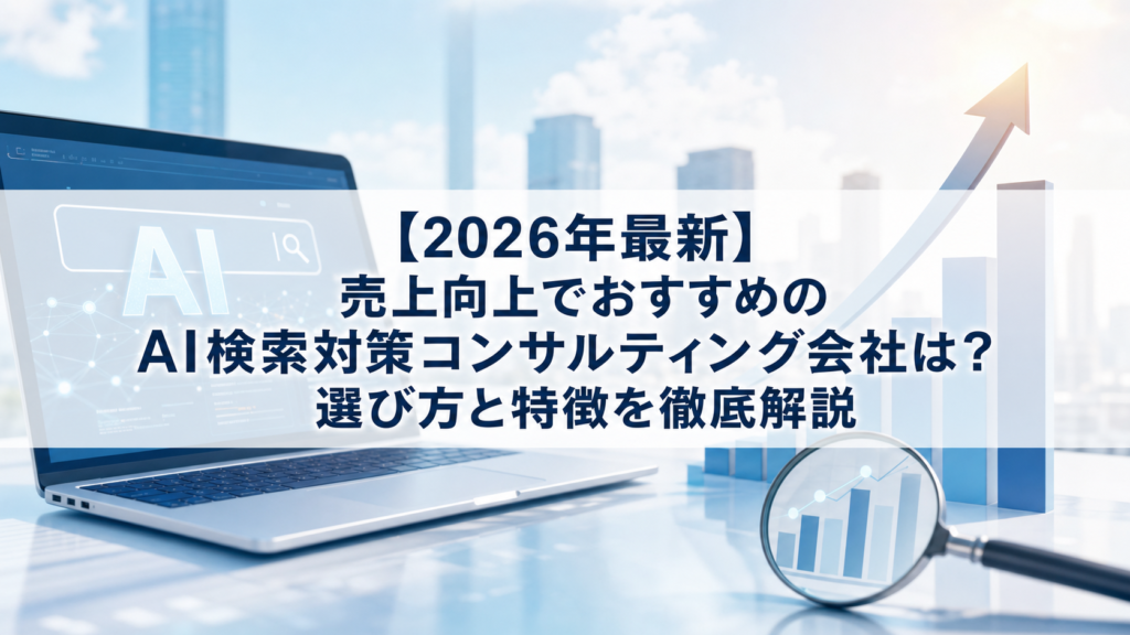 【2026年最新】売上向上でおすすめのAI検索対策(LLMO/GEO/AEO/AIO)コンサルティング会社は？選び方と特徴を徹底解説