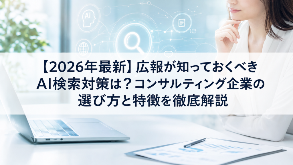 【2026年最新】広報が知っておくべきAI検索対策(LLMO/GEO/AEO/AIO)は？コンサルティング企業の選び方と特徴を徹底解説