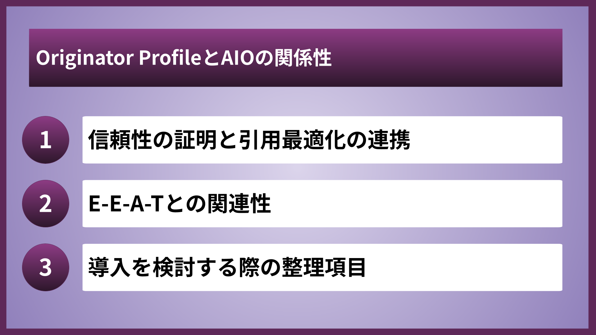 Originator ProfileとAIOの関係性