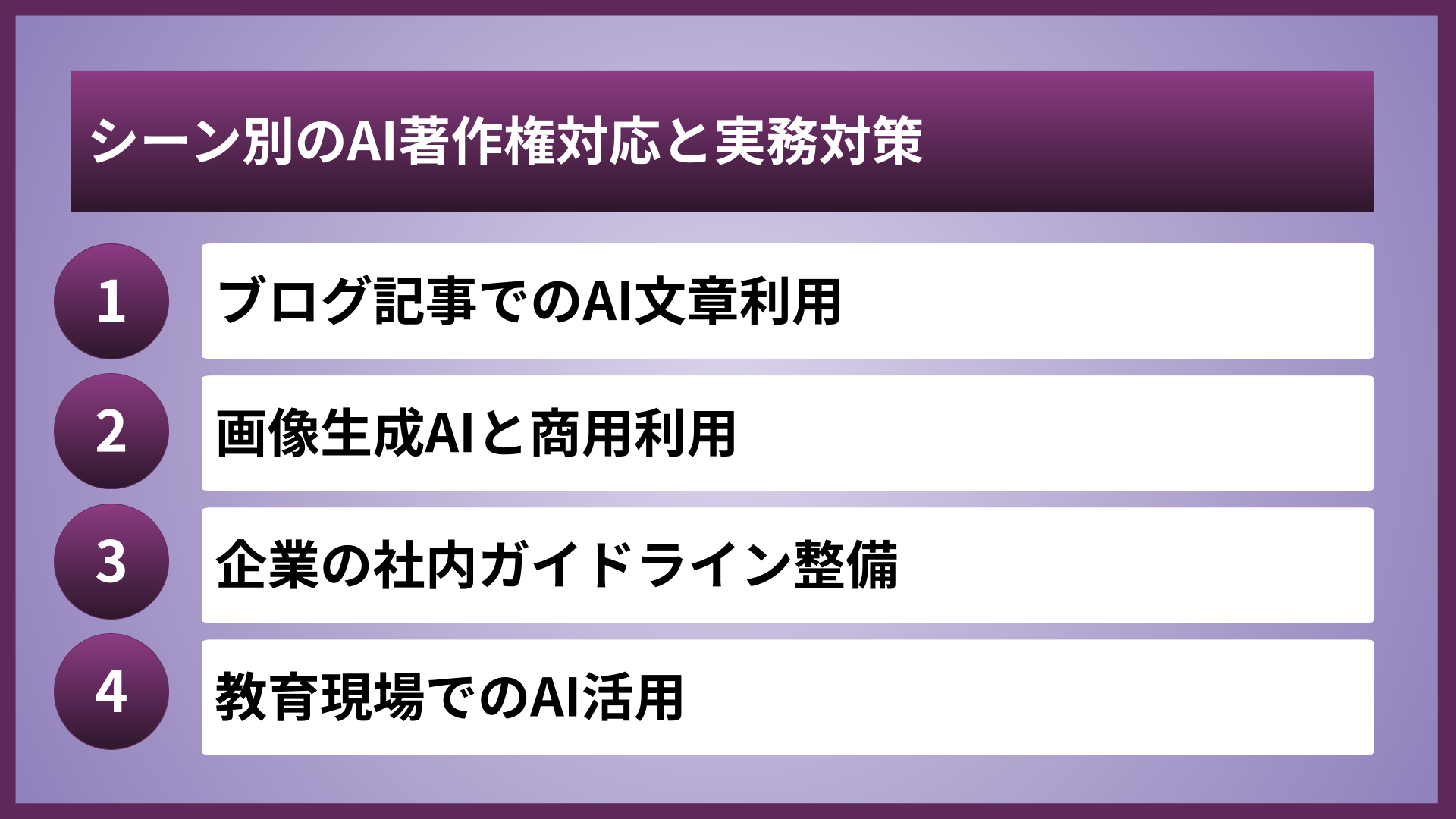 シーン別のAI著作権対応と実務対策