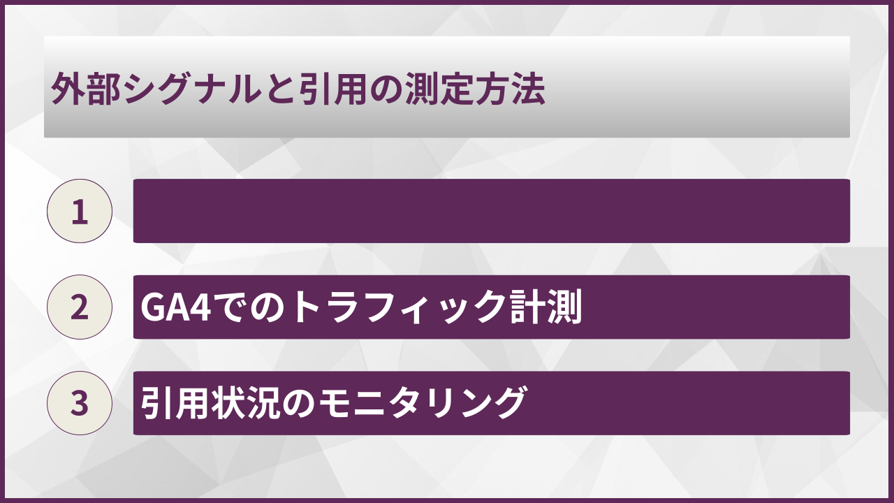 外部シグナルと引用の測定方法