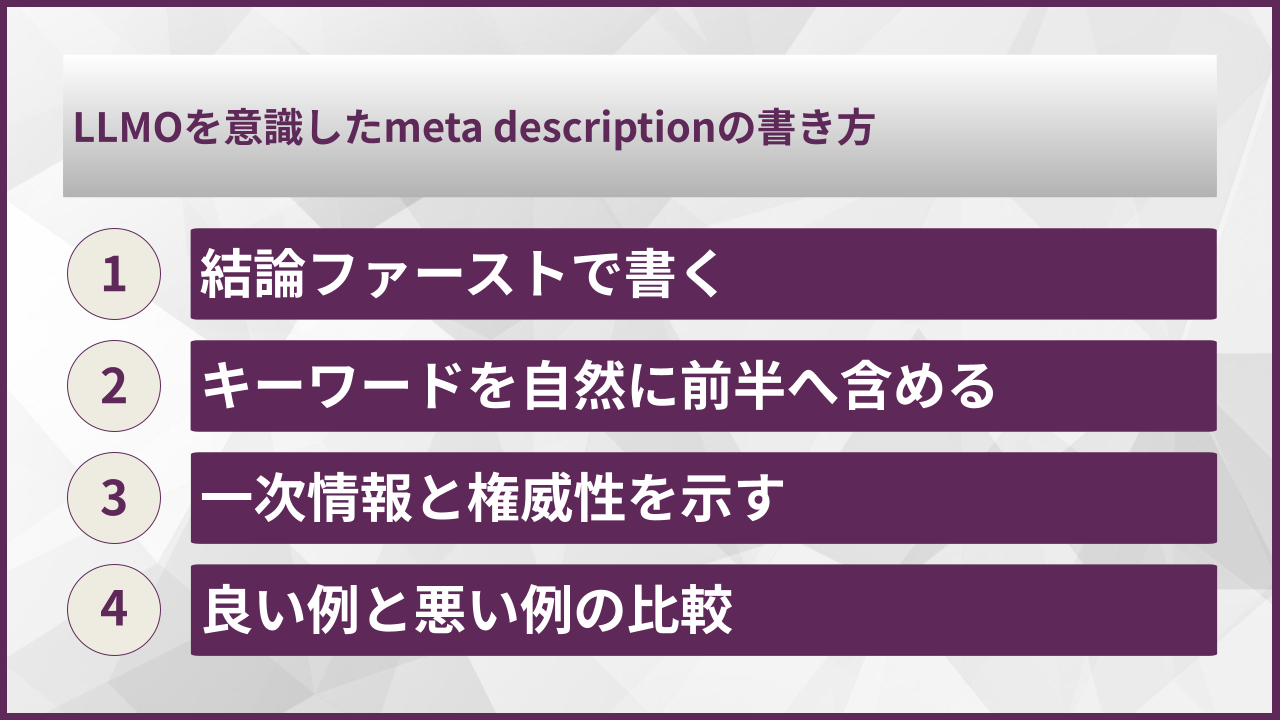 LLMOを意識したmeta descriptionの書き方