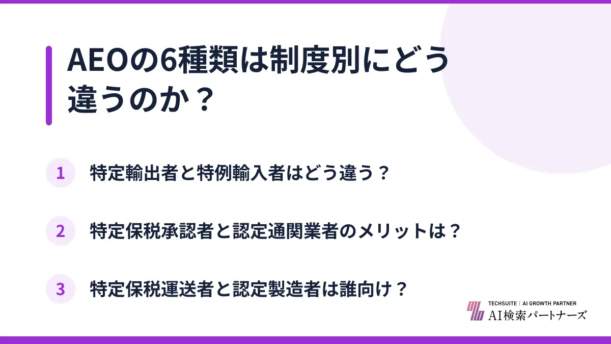 AEOの6種類は制度別にどう違うのか?