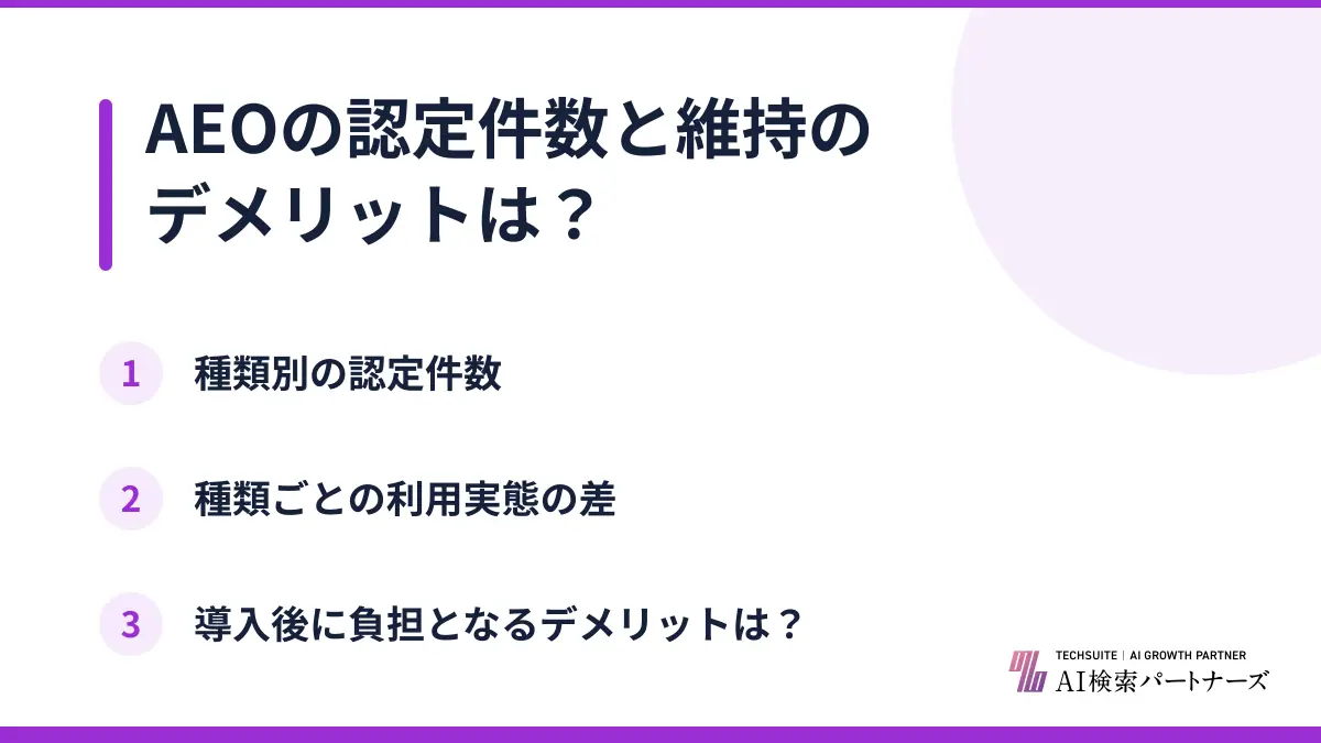 AEOの認定件数と維持のデメリットは？