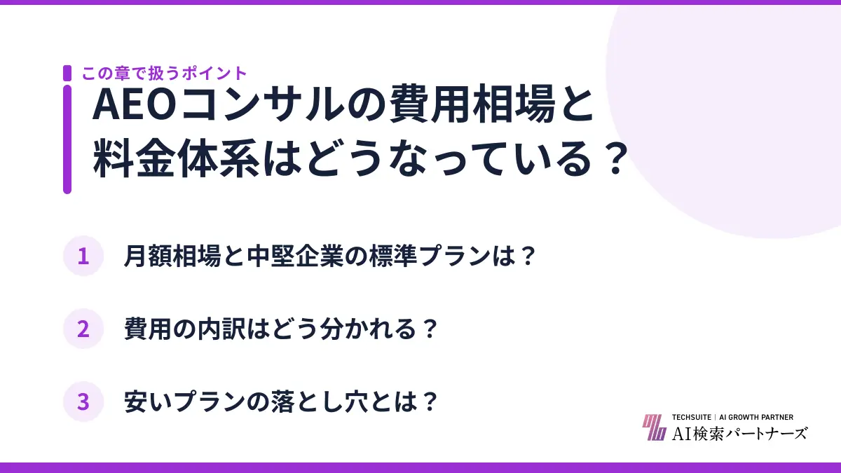 AEOコンサルの費用相場と料金体系はどうなっている?