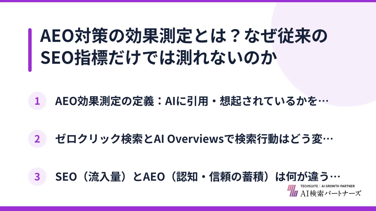 AEO対策の効果測定とは？なぜ従来のSEO指標だけでは測れないのか
