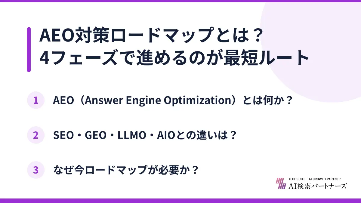 AEO対策ロードマップとは？4フェーズで進めるのが最短ルート
