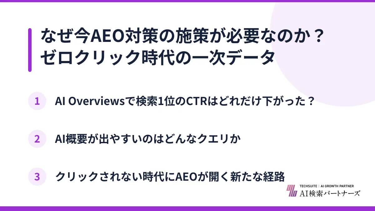 なぜ今AEO対策の施策が必要なのか？ゼロクリック時代の一次データ