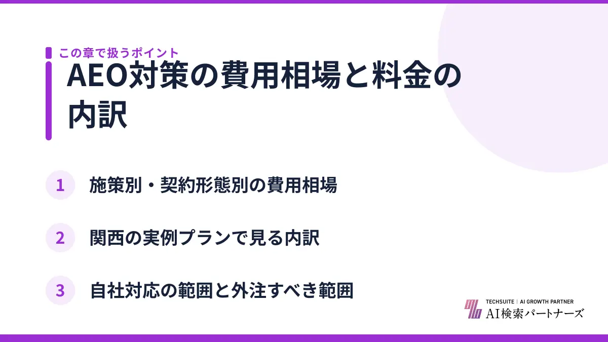 AEO対策の費用相場と料金の内訳