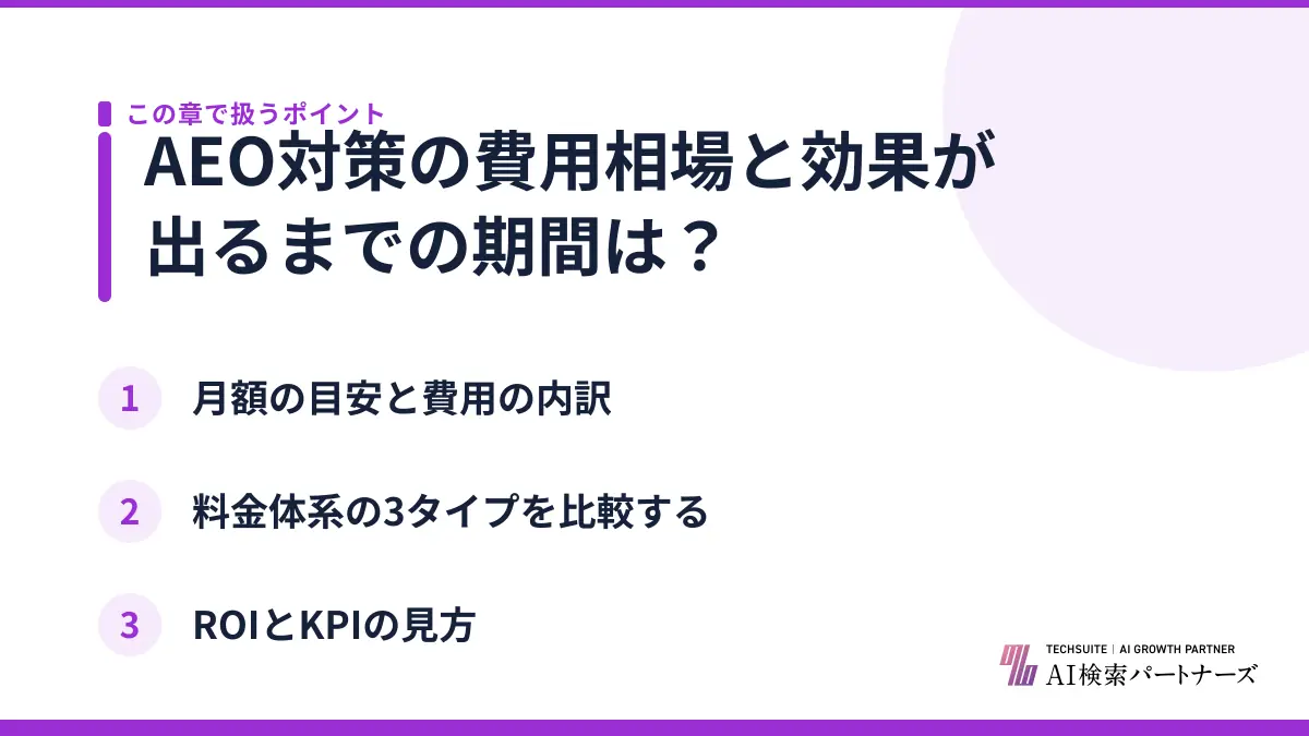 AEO対策の費用相場と効果が出るまでの期間は？