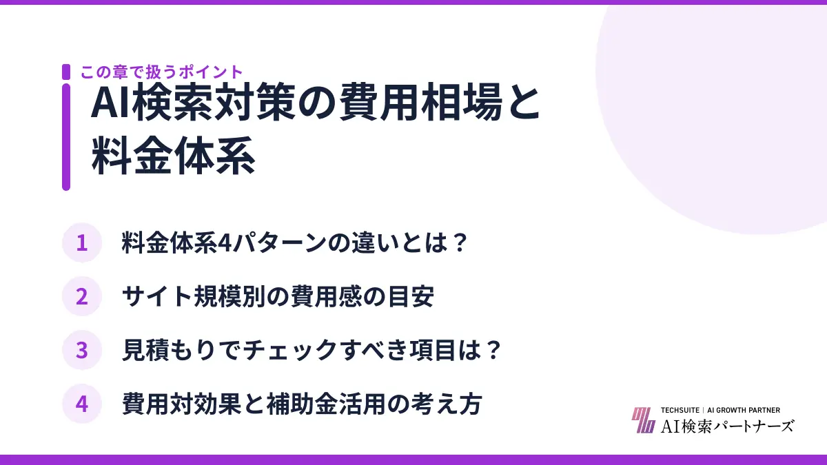 AI検索対策の費用相場と料金体系