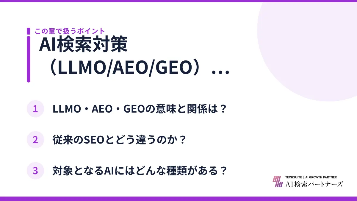 AI検索対策(LLMO/AEO/GEO)とは何か?
