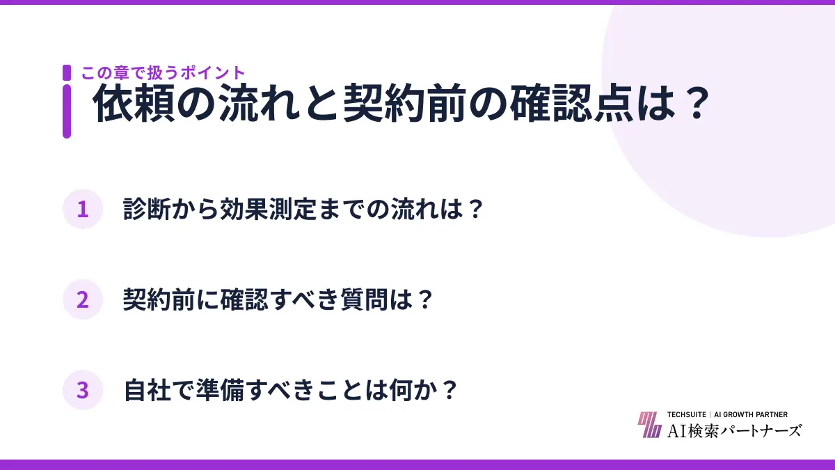 依頼の流れと契約前の確認点は?