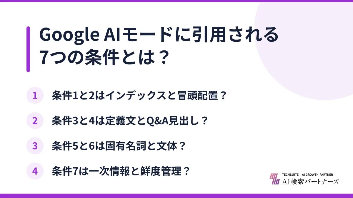 Google AIモードに引用される7つの条件とは？