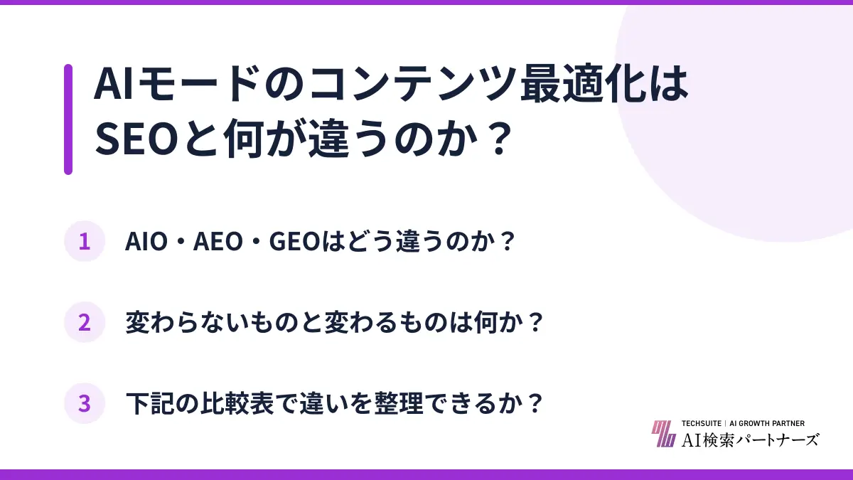 AIモードのコンテンツ最適化はSEOと何が違うのか？