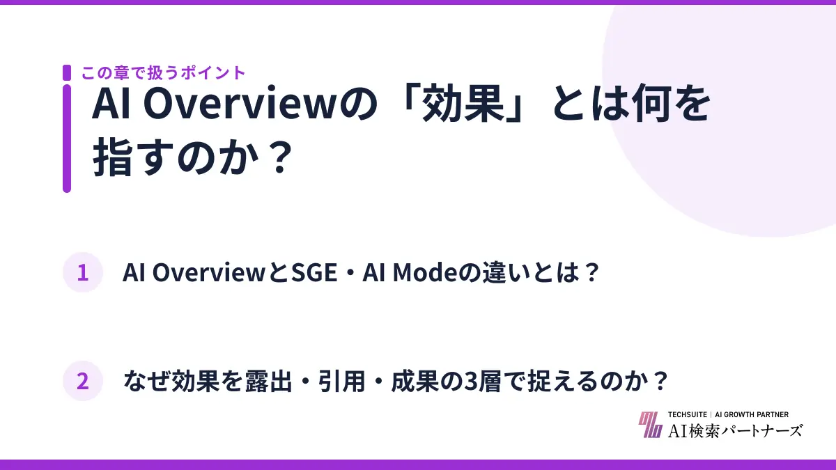 AI Overviewの「効果」とは何を指すのか?
