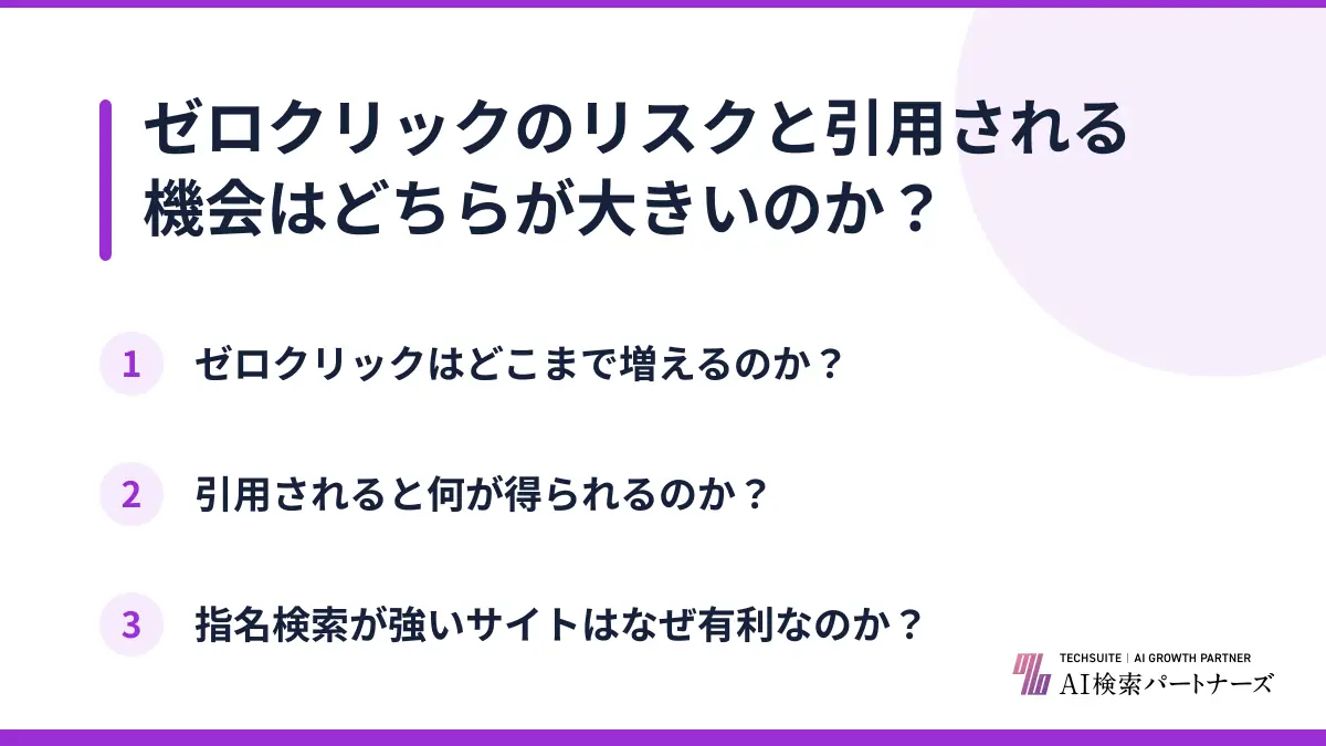ゼロクリックのリスクと引用される機会はどちらが大きいのか?