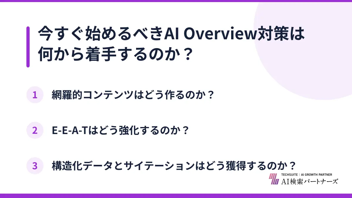 今すぐ始めるべきAI Overview対策は何から着手するのか?