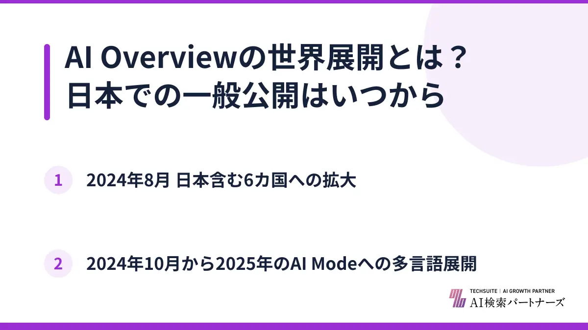 AI Overviewの世界展開とは？日本での一般公開はいつから