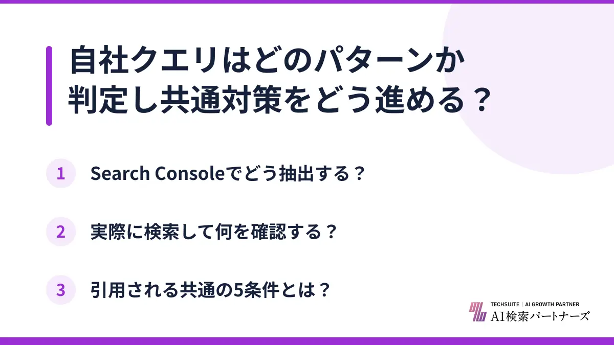 自社クエリはどのパターンか判定し共通対策をどう進める？