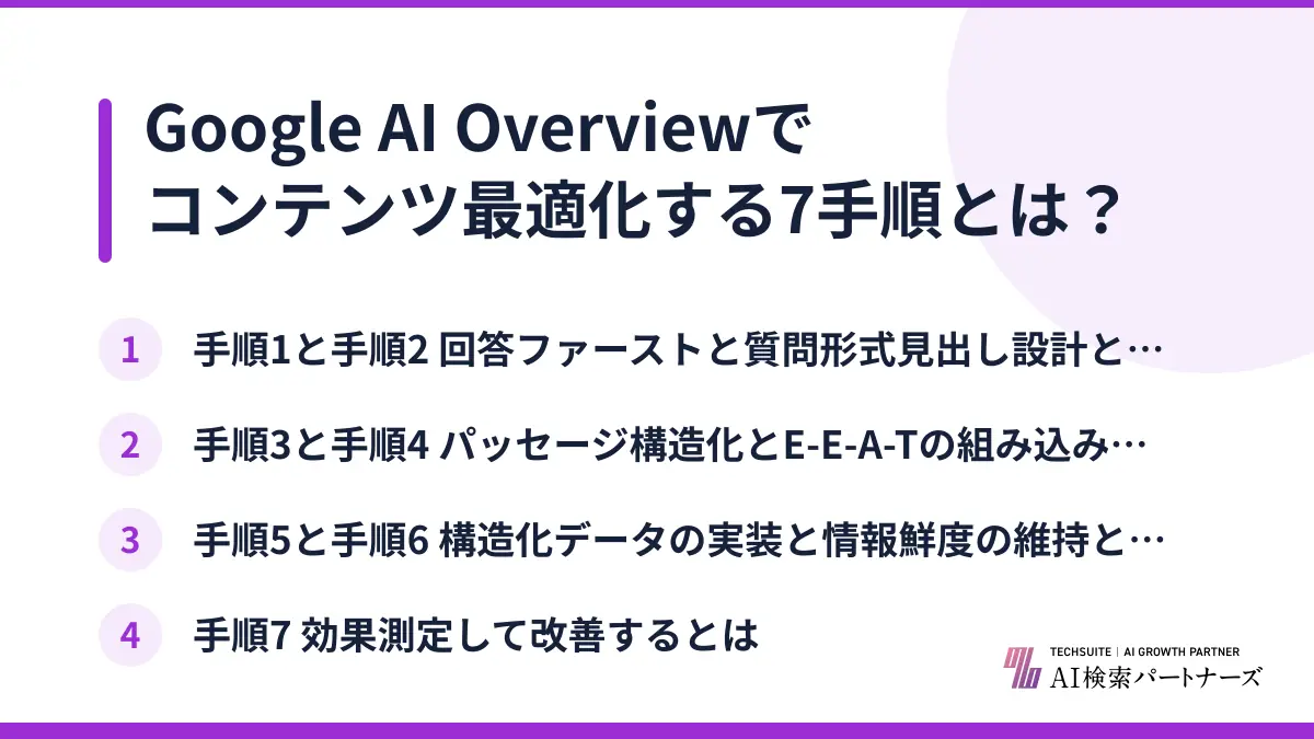 Google AI Overviewでコンテンツ最適化する7手順とは？