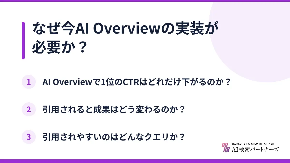 なぜ今AI Overviewの実装が必要か?