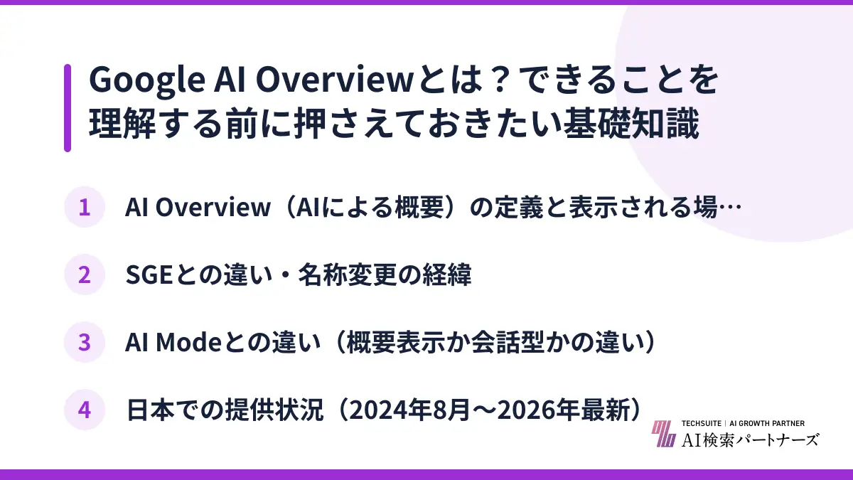 Google AI Overviewとは？できることを理解する前に押さえておきたい基礎知識