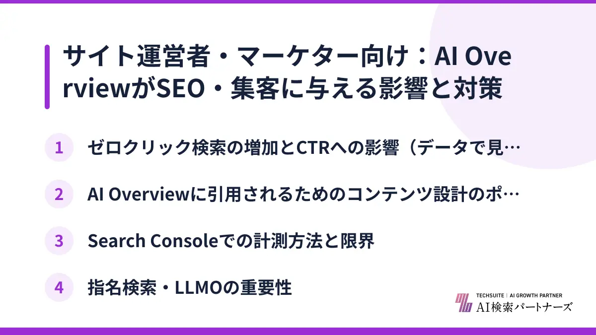 サイト運営者・マーケター向け：AI OverviewがSEO・集客に与える影響と対策