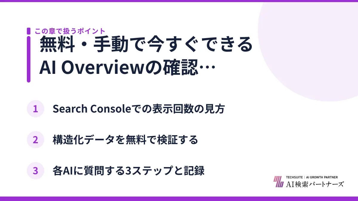 無料・手動で今すぐできるAI Overviewの確認方法