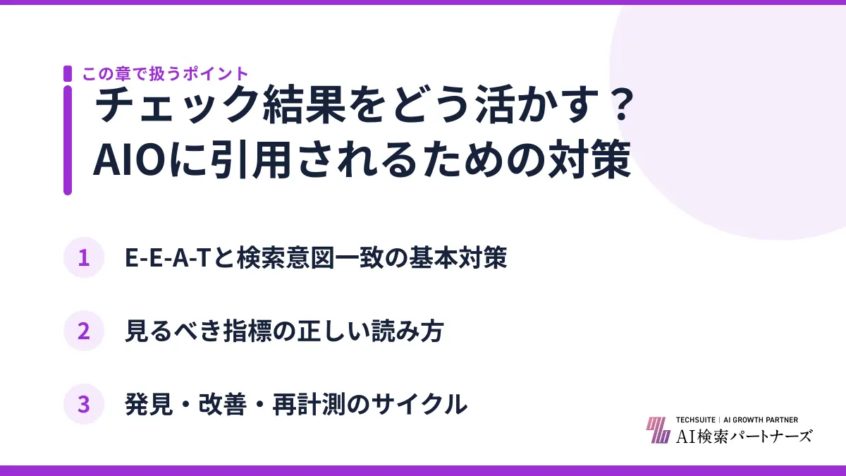 チェック結果をどう活かす？AIOに引用されるための対策