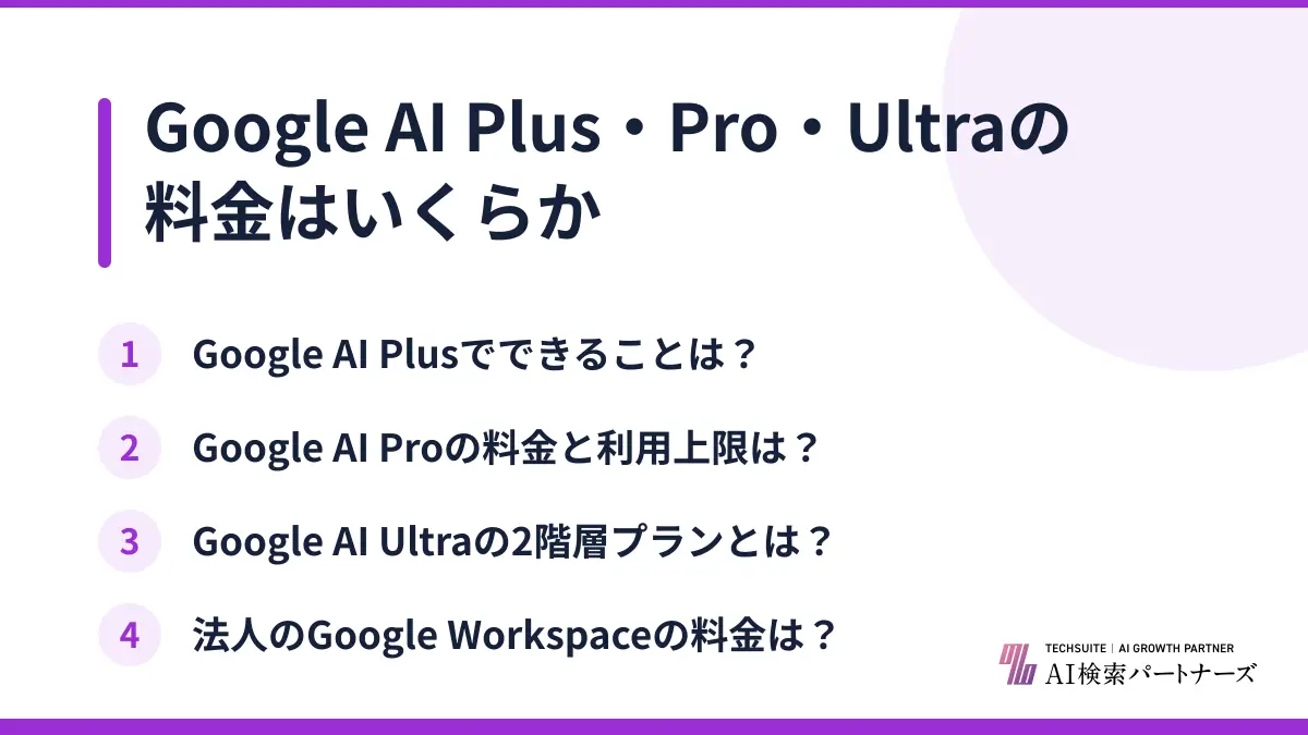 Google AI Plus・Pro・Ultraの料金はいくらか