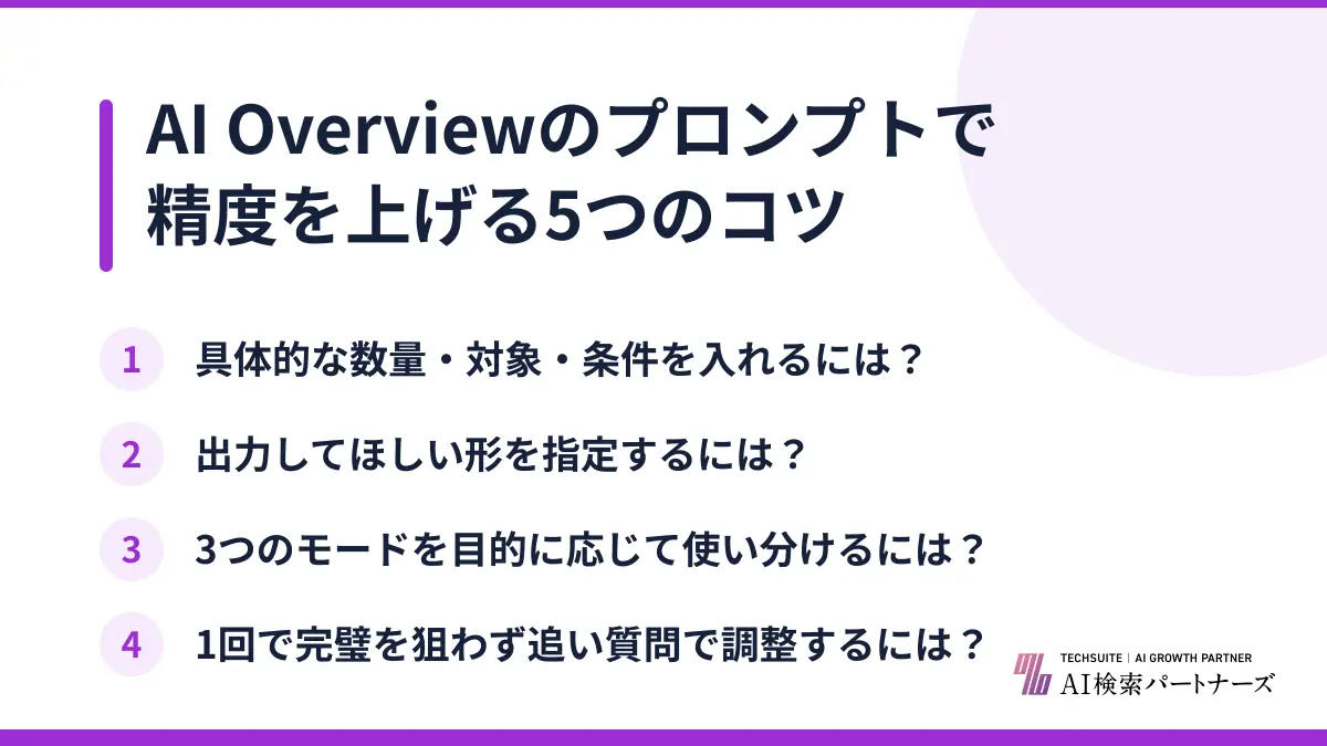 AI Overviewのプロンプトで精度を上げる5つのコツ