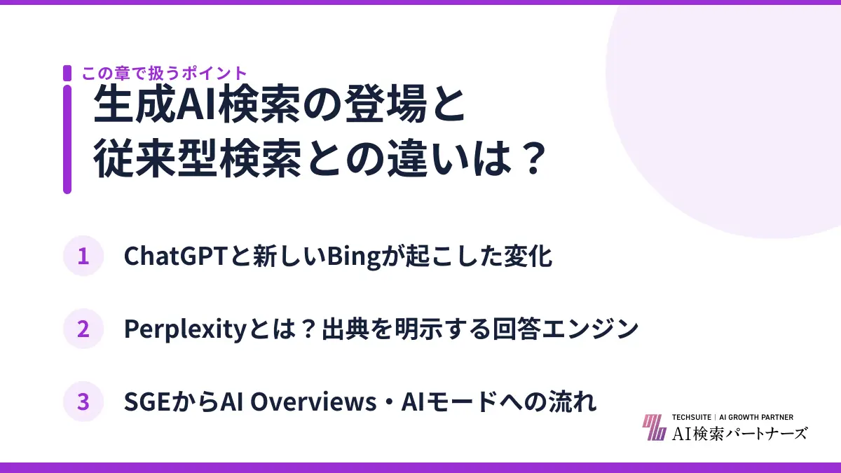 生成AI検索の登場と従来型検索との違いは?