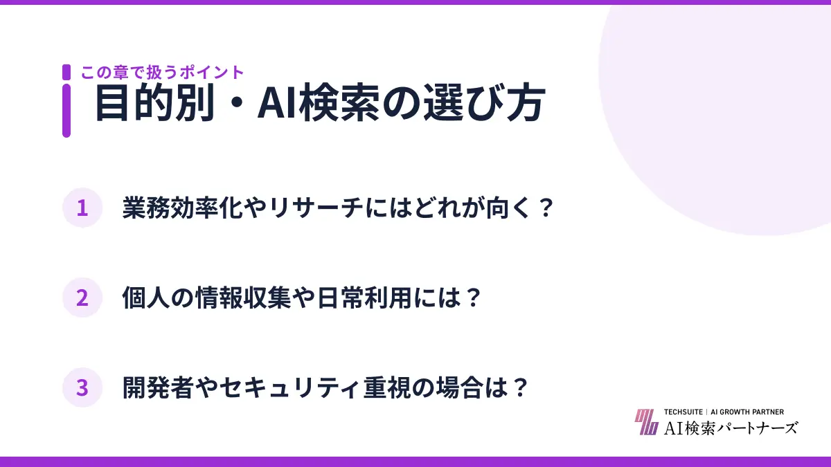 目的別・AI検索の選び方