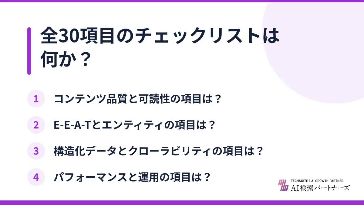 全30項目のチェックリストは何か?