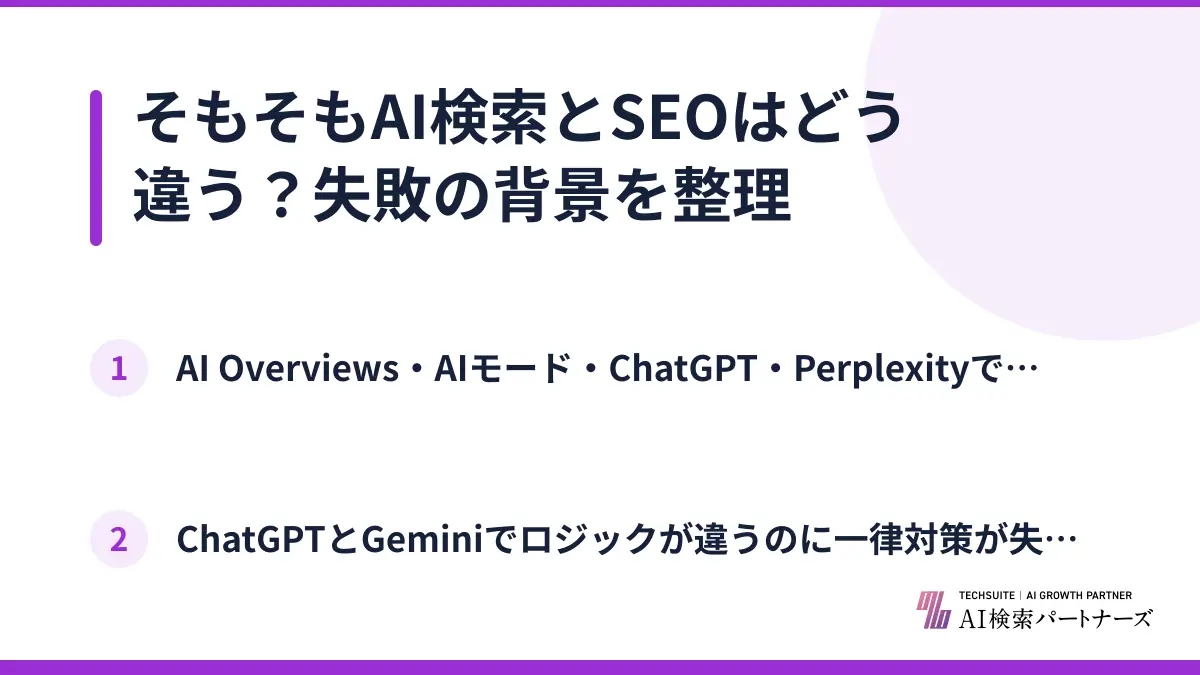 そもそもAI検索とSEOはどう違う？失敗の背景を整理
