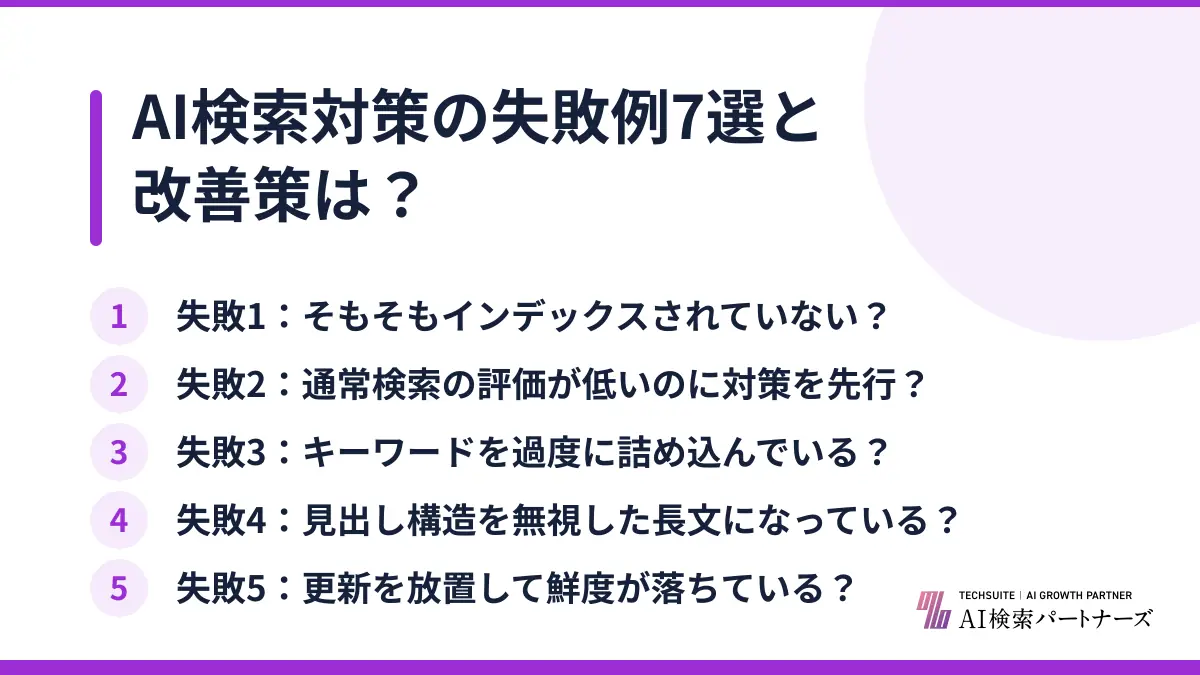 AI検索対策の失敗例7選と改善策は？