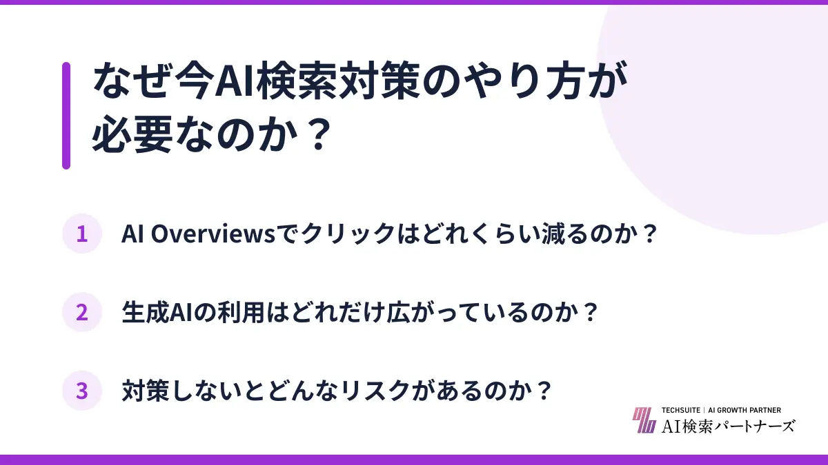 なぜ今AI検索対策のやり方が必要なのか？