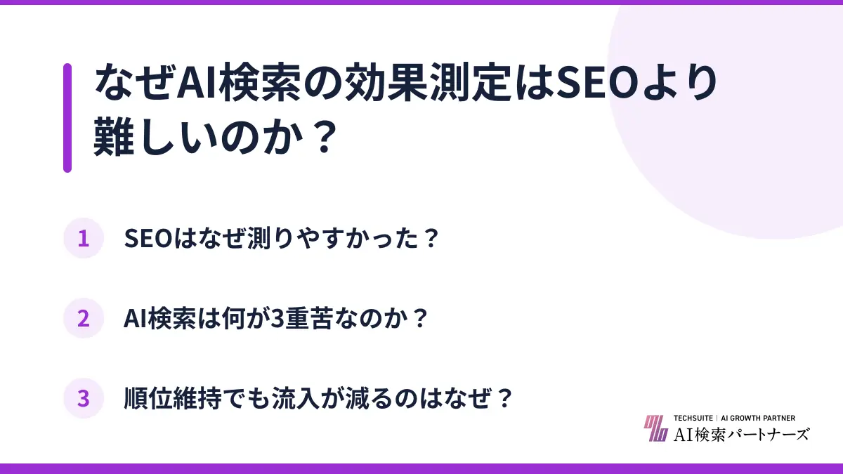 なぜAI検索の効果測定はSEOより難しいのか?