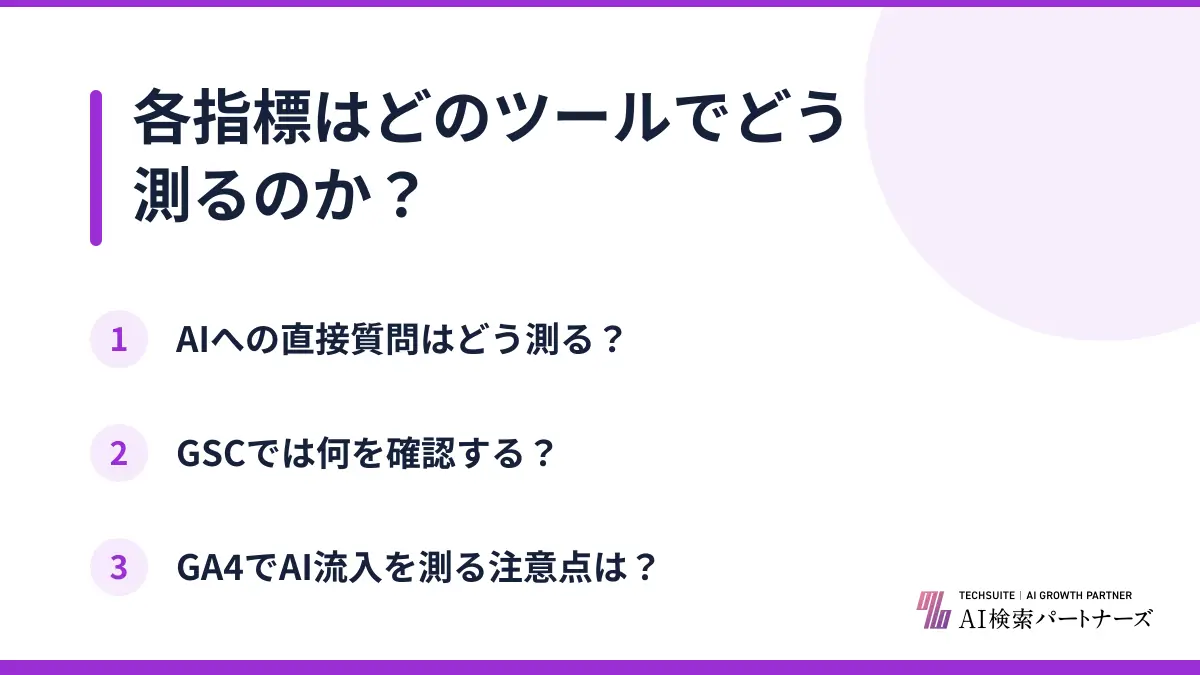 各指標はどのツールでどう測るのか?