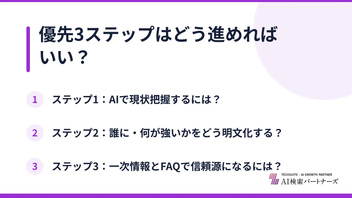 優先3ステップはどう進めればいい？