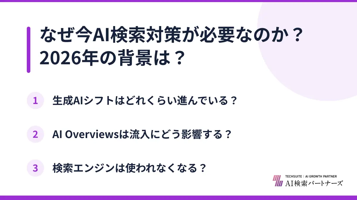 なぜ今AI検索対策が必要なのか?2026年の背景は?