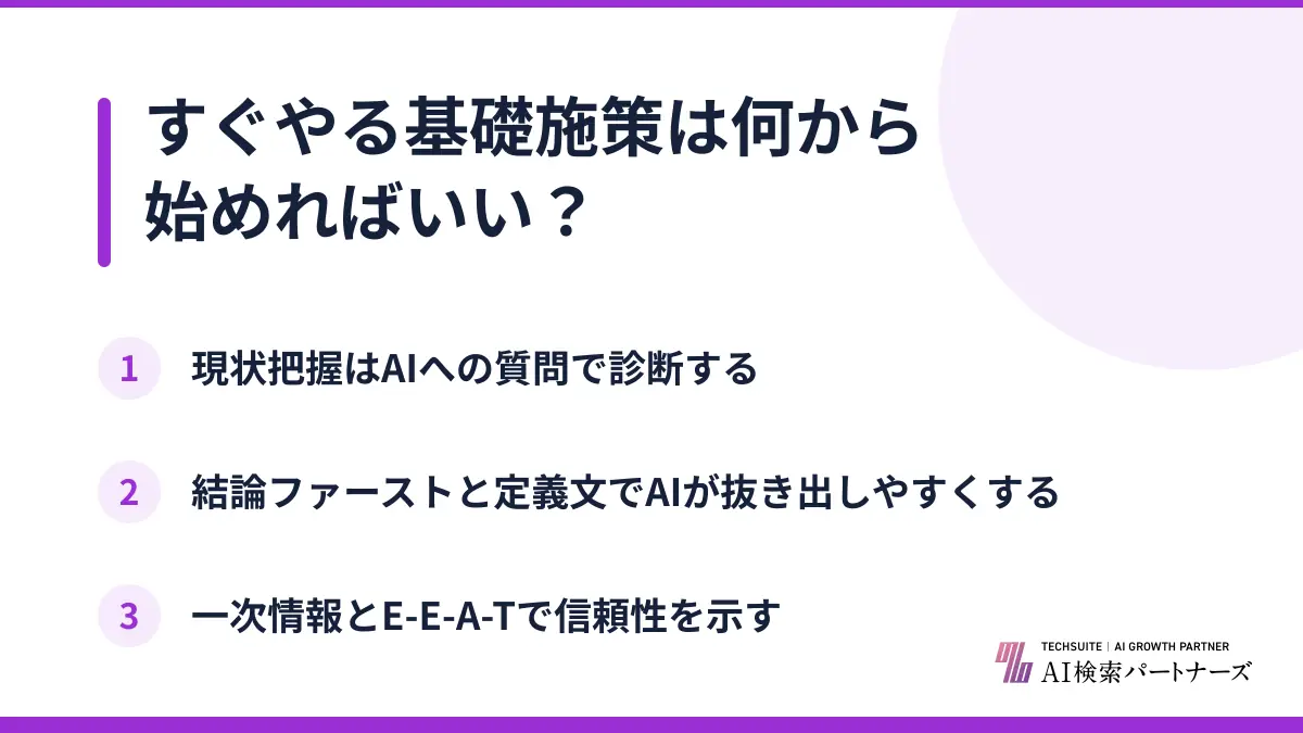すぐやる基礎施策は何から始めればいい？