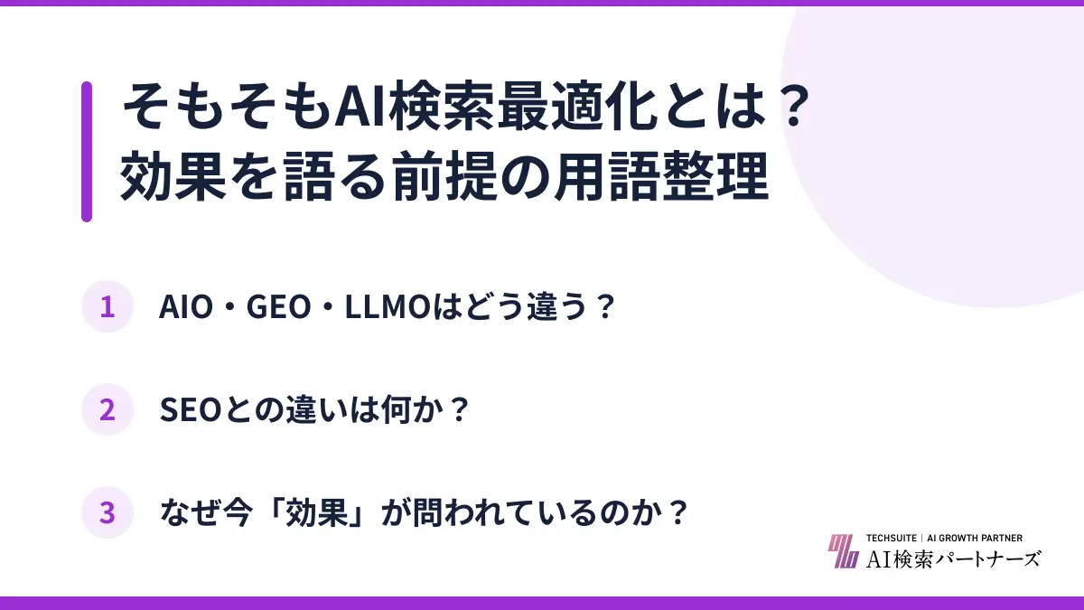 そもそもAI検索最適化とは？効果を語る前提の用語整理
